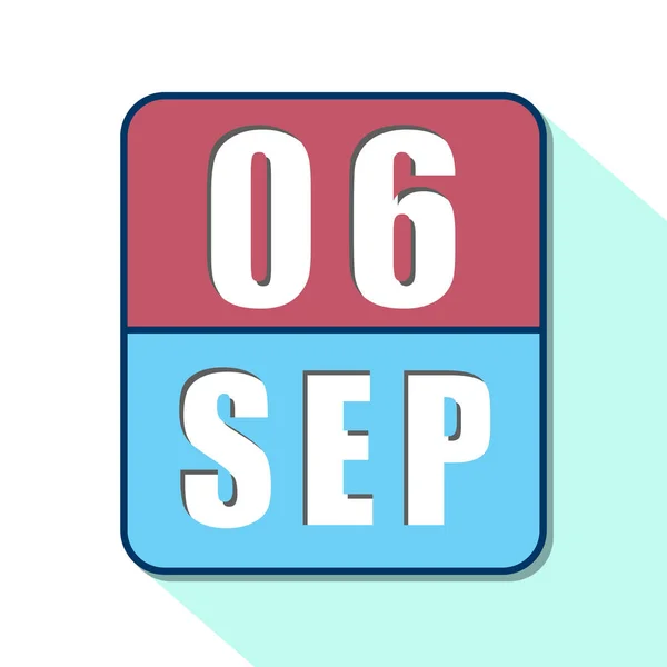 6 de septiembre. Día 6 del mes, icono de calendario simple sobre fondo blanco. Planeando. Gestión del tiempo. Conjunto de iconos de calendario para el diseño web. otoño mes, día del año concepto — Foto de Stock