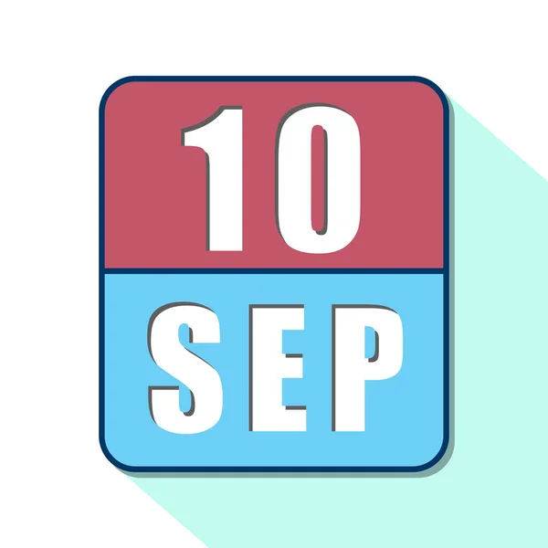 10 de septiembre. Día 10 del mes, icono de calendario simple sobre fondo blanco. Planeando. Gestión del tiempo. Conjunto de iconos de calendario para el diseño web. otoño mes, día del año concepto — Foto de Stock