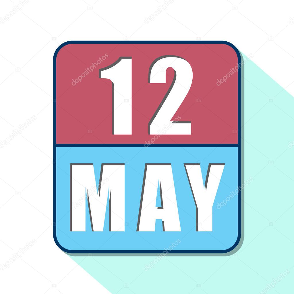 may 12th. Day 12 of month,Simple calendar icon on white background. Planning. Time management. Set of calendar icons for web design. spring month, day of the year concept