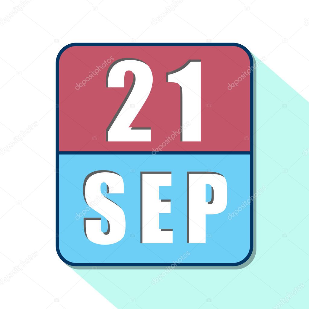 september 21st. Day 20 of month,Simple calendar icon on white background. Planning. Time management. Set of calendar icons for web design. autumn month, day of the year concept