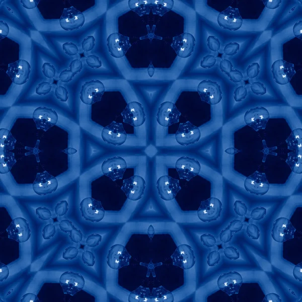 Classic Blue kaleidoscope geometrical ornament abstract background. Trendy color concept of the year. 2020 trend — Stock Photo, Image