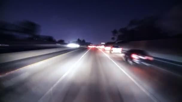 Nachtelijke la snelweg timelapse — Stockvideo