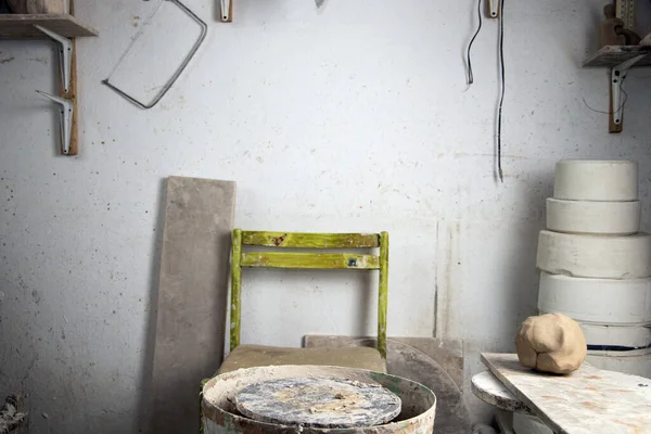 Lugar Trabajo Potter Arte Tradicional Antiguo Producción Artesanal Arcilla Cerámica — Foto de Stock