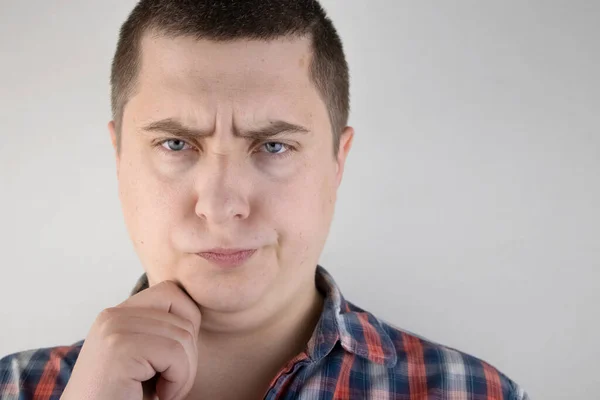 Man Has Second Chin Concept Obesity Plastic Surgery Face Close — Stock Photo, Image