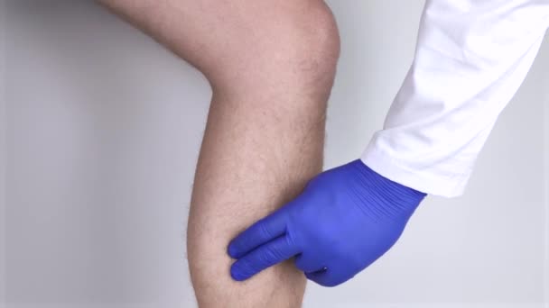 Homme Souffre Douleurs Dans Les Mollets Étirement Muscle Mollet Varices — Video