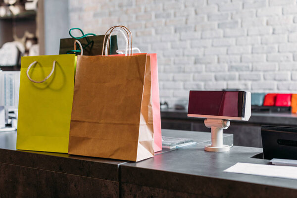 shopping bags in boutique