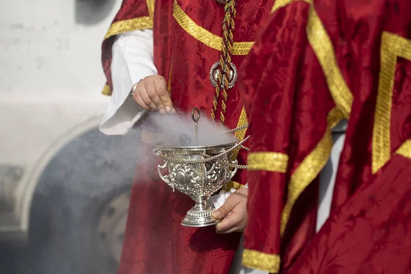 Bambino Che Tiene Censore Processione Settimana Santa — Foto Stock