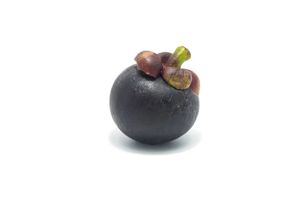 Mangostán reina de las frutas (Garcinia mangostana Linn) en blanco b — Foto de Stock