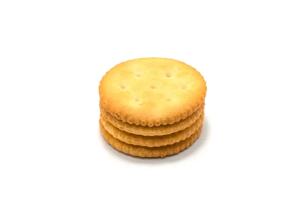 Cracker biscotti crema su sfondo bianco . — Foto Stock