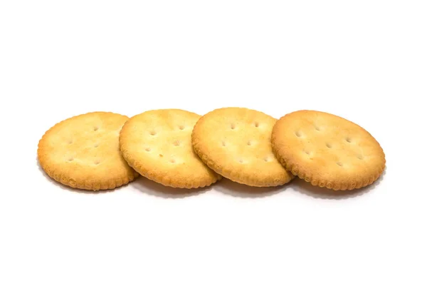 Cracker cookie tejszín, fehér háttér. — Stock Fotó