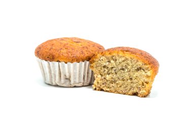 Beyaz arka plan ile muz pasta.