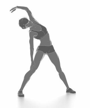 Fitness kadının Isınma egzersizleri yapması