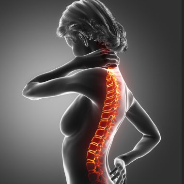 woman has neck and back pain clipart