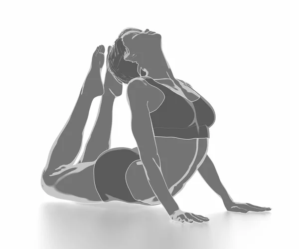 Mujer fitness estirándose sobre blanco aislado - concepto de yoga —  Fotos de Stock
