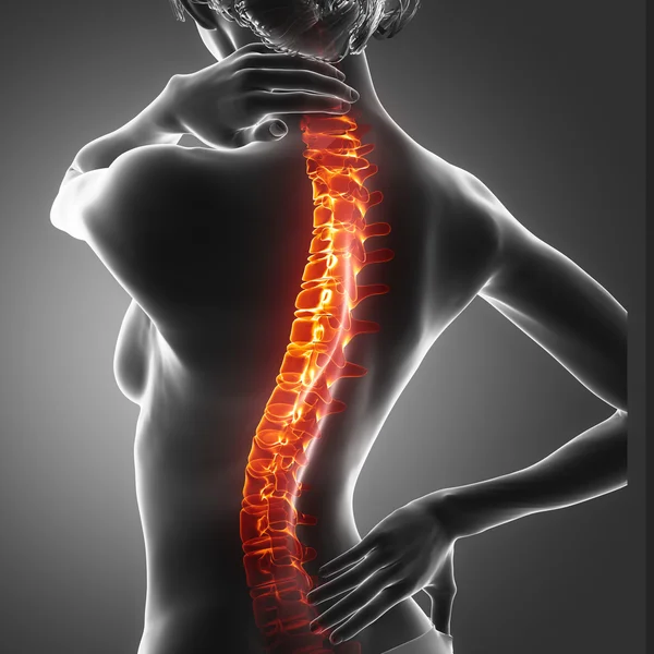 Woman has pain in neck and back — Stock Photo, Image