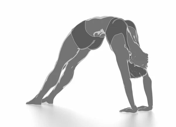 Yoga pozisyon yaparken kadın — Stok fotoğraf