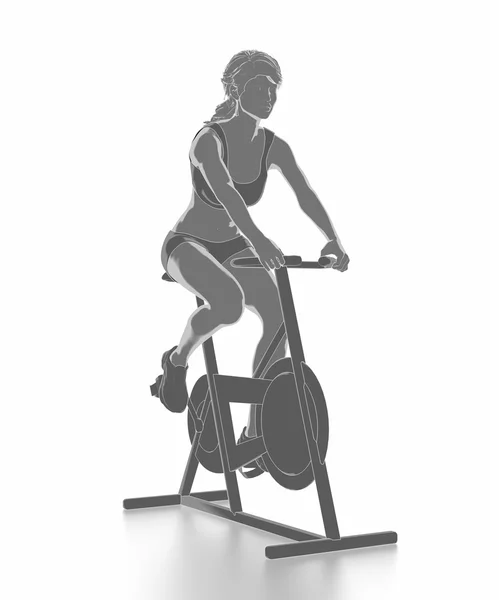 Mujer montar bicicleta de gimnasio — Foto de Stock