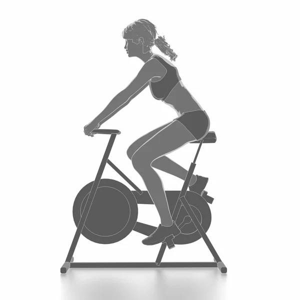 女人在健身自行车锻炼 — 图库照片