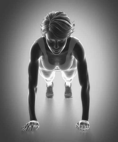 Mujer haciendo ejercicios push up — Foto de Stock