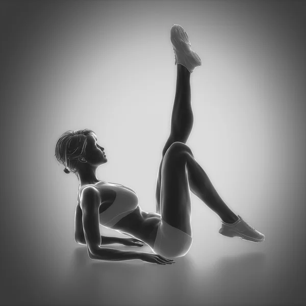 Kvinnan gör stretching yoga — Stockfoto