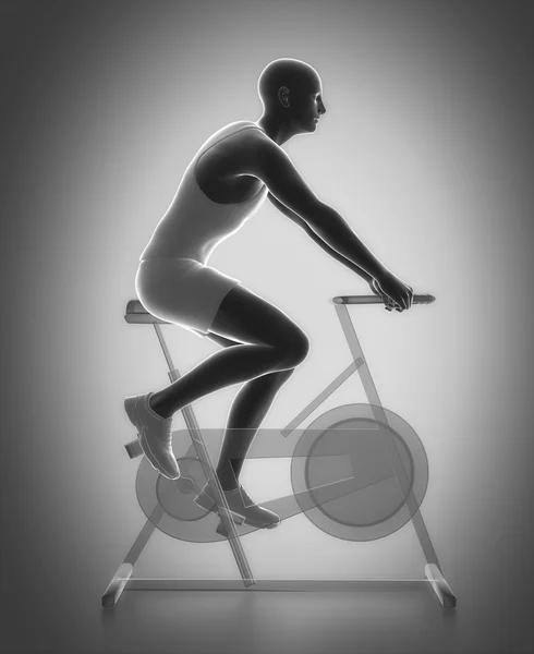 Entrenamiento de hombre en bicicleta de gimnasio — Foto de Stock