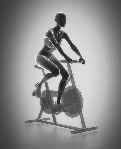 woman riding gym bike