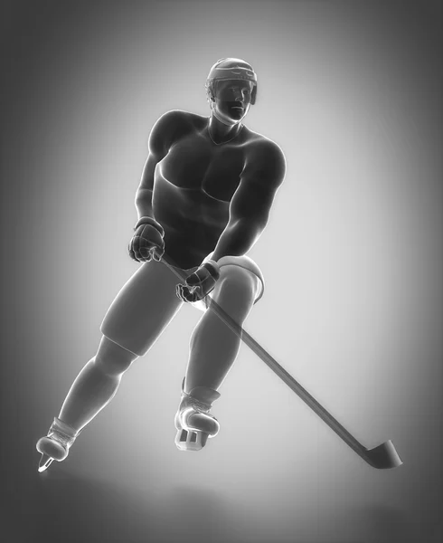 Joueur de hockey avec bâton — Photo