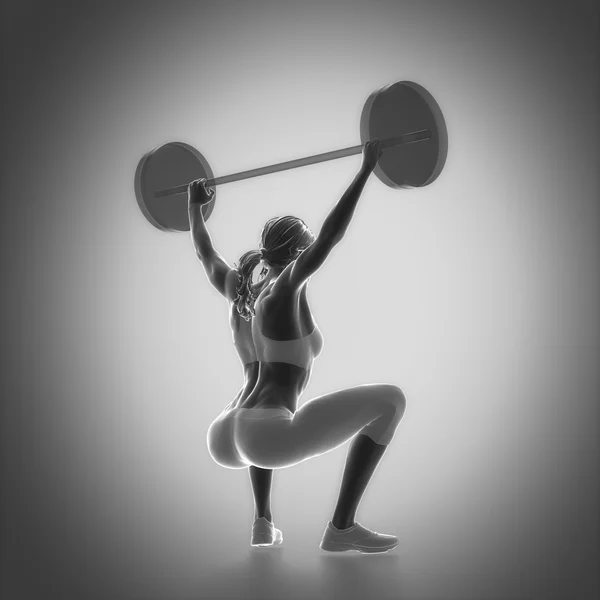 女性持ち上げるバーベル重量を量る — ストック写真