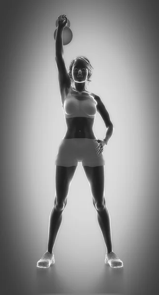 Frau hebt Kettlebell Gewicht — Stockfoto