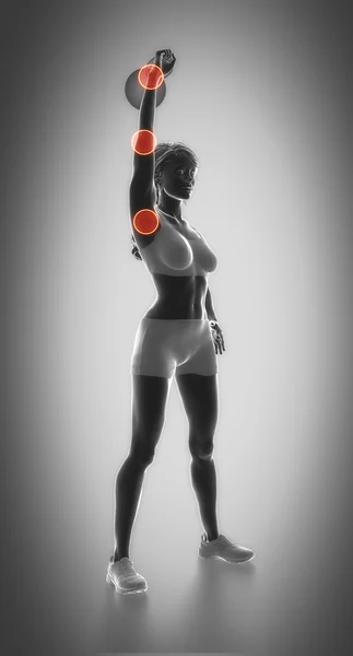 Vrouw tillen gewicht kettlebell — Stockfoto