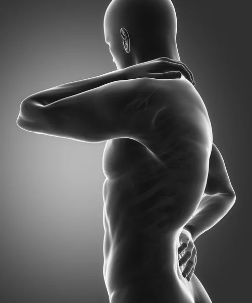 L'uomo ha dolore alla schiena e al collo — Foto Stock