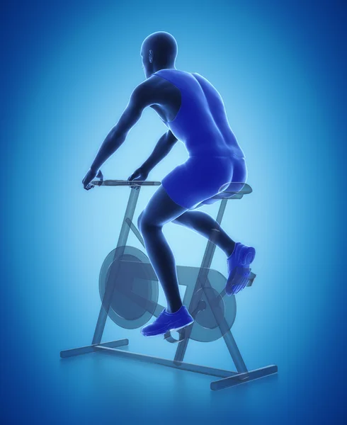 Hombre haciendo ejercicio en bicicleta gimnasio —  Fotos de Stock