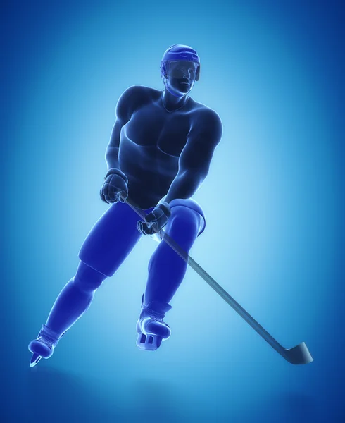 Jugador de hockey masculino con palo — Foto de Stock