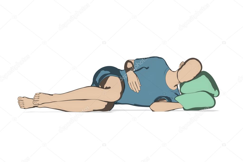 Man incorrect sleeping posture