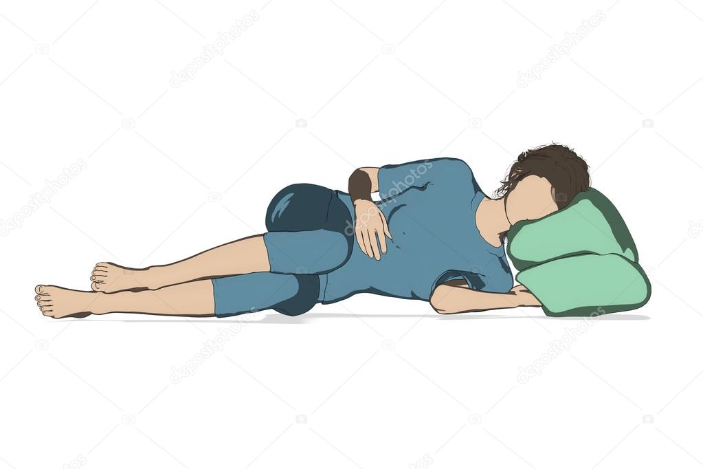 Woman inccorect sleeping posture