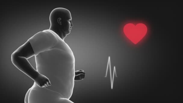 Obez adam kilo jogging — Stok video