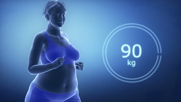 Jogging donna obesa perdere peso — Video Stock