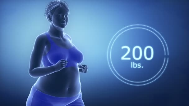 Бег толстая женщина теряет вес — стоковое видео