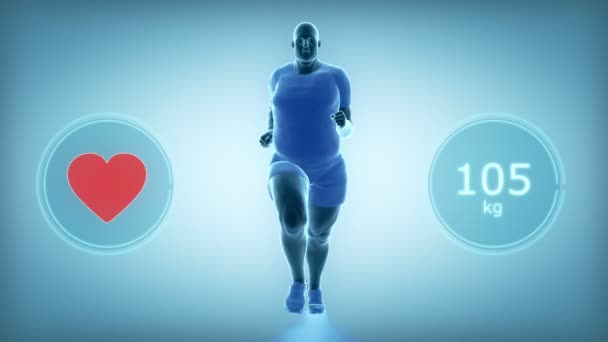 Jogging otyły człowiek utraty wagi — Wideo stockowe
