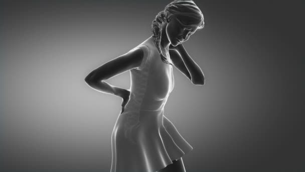 Kadın omurga ağrısı vardır — Stok video