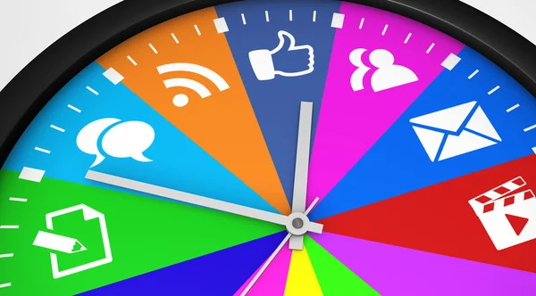 Sociala medier Clock Time Management — Stockfoto