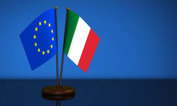 Italienische und europäische Gewerkschaftsfahnen — Stockfoto