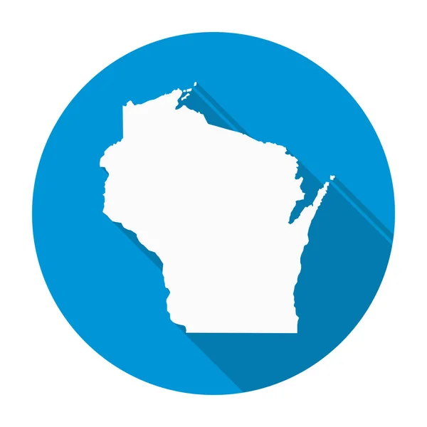 Wisconsin Mapa Icono plano — Vector de stock