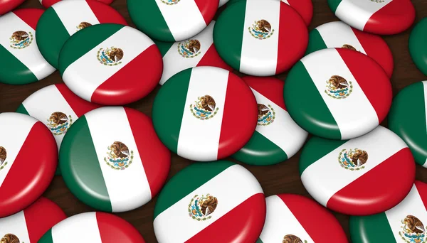 Bandeira mexicana em crachás fundo — Fotografia de Stock