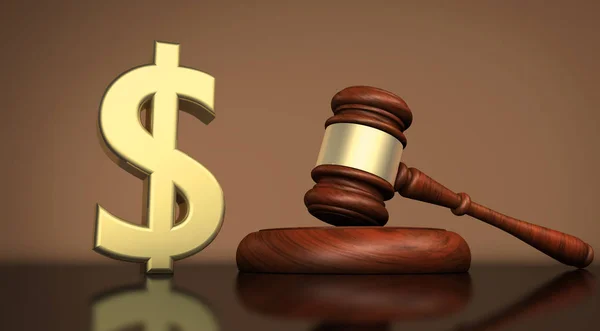 Gesetz und Dollar-Symbol Gerechtigkeitskonzept — Stockfoto