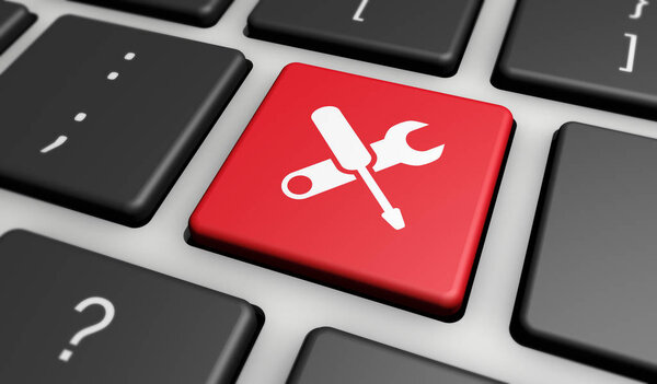 Клавиатура с иконкой "Поддержка компьютера"
