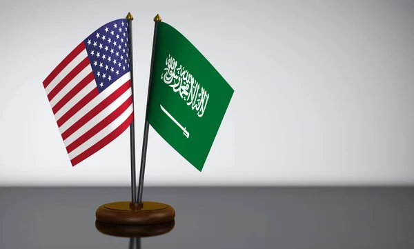 USA och Saudiarabien skrivbord flagga — Stockfoto