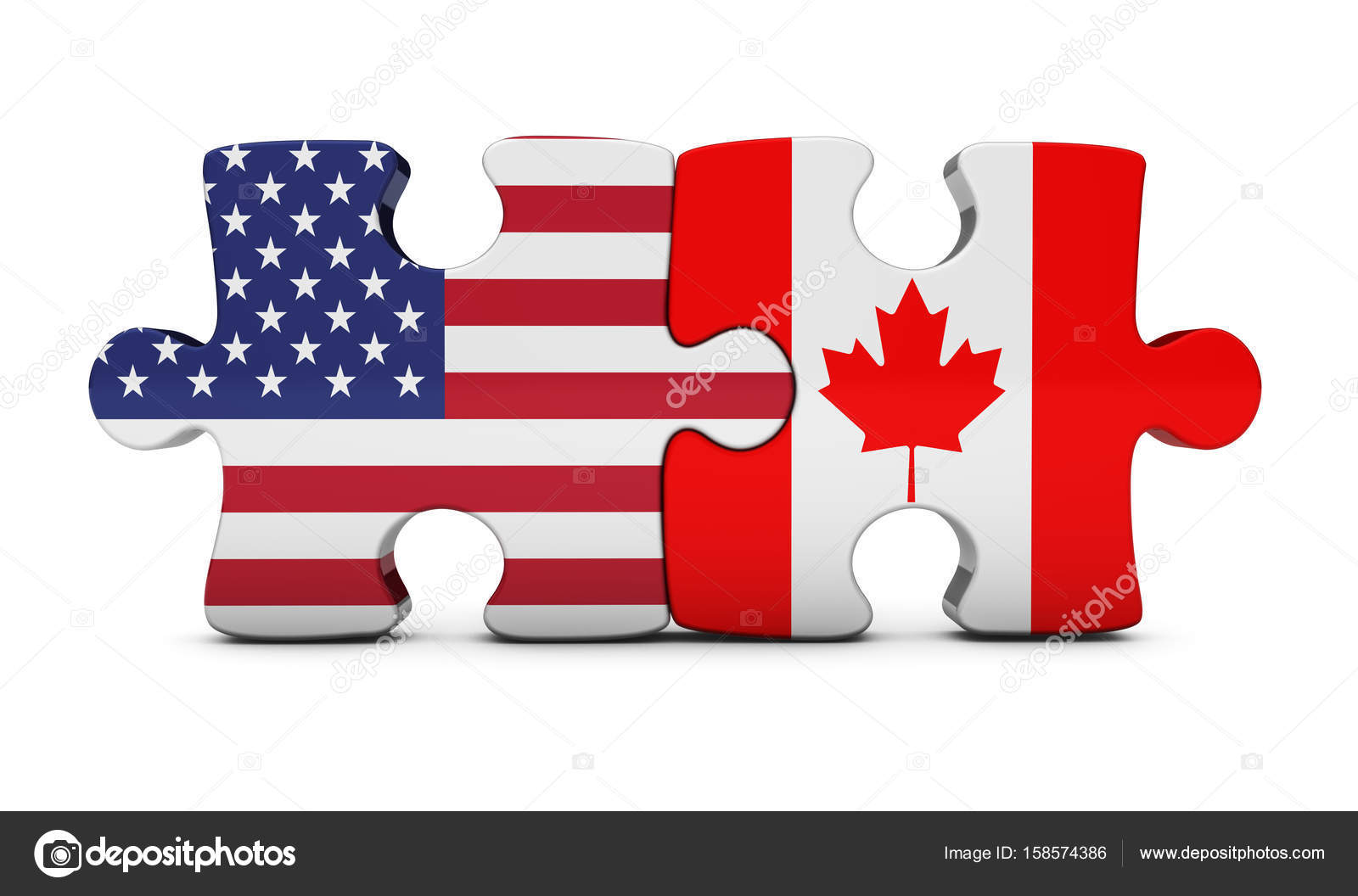 USA Canada Flags On Puzzle Pieces — Stock Photo ...