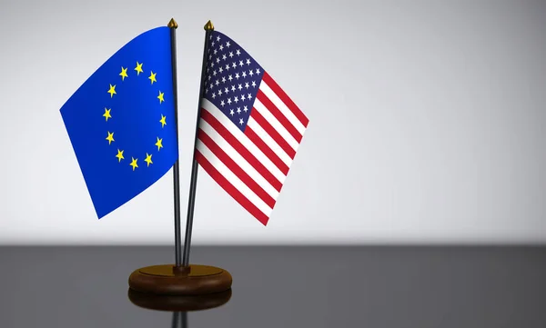 Estados Unidos Europa Relaciones Bandera de Estados Unidos y de la UE — Foto de Stock