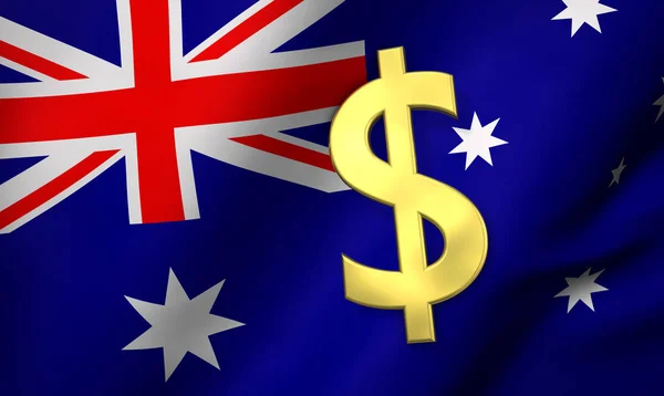 Flaga Australii i znak dolara — Zdjęcie stockowe